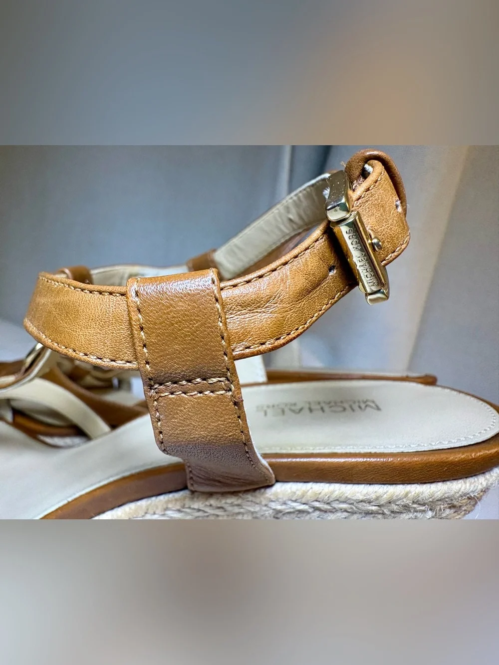 Michael Kors Cicely Espadrille Wedge Leather Sandals Resort-wear Size 9M
